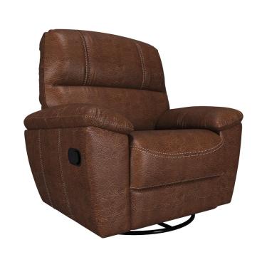 Imagem de Poltrona do Papai Reclinável Giratória Armênia Glider Mecânico Couro Mel - Gran Belo