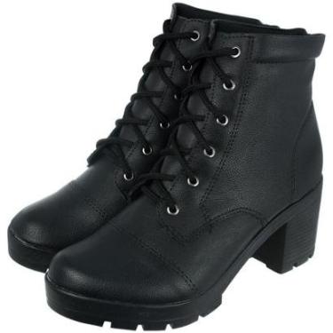 Imagem de Coturno Feminino Salto Grosso Médio Tratorado Napa-Feminino