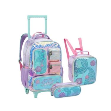 Imagem de Mochila Rodinha 3 Peças- Kit Mochila Rodinha Escolar Splash Sereia Meninas