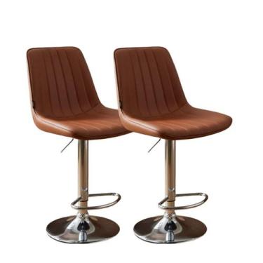 Imagem de Kit 2 Banqueta Bar Concha Ajustável em material ecológico Design Moder