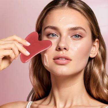 Imagem de Ferramenta de massagem Gua Sha de resina natural para cuidados com a pele facial, pescoço e terapia corporal, relaxamento muscular e alívio de tensão em tratamentos de corpo inteiro