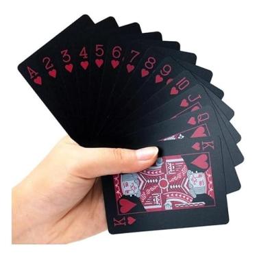 Imagem de Baralho Vermelho Preto Black Poker Cartas Jogos Prova D'agua