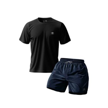 Imagem de Conjunto Camiseta Dry Masculina Raglan E Short Mauricinho Academia Verão Praia Básico-Masculino
