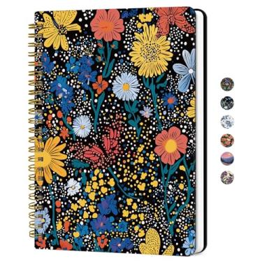 Imagem de Caderno de diário espiral forrado para mulheres, diários pautados pela faculdade A5 para escrever, cadernos de capa dura para o trabalho, anotações e material escolar de escritório, 140 páginas - Boho