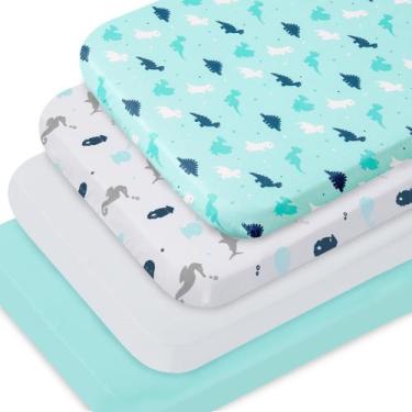 Imagem de Lençóis com elástico SPRINGSPIRIT 35"x20", pacote com 4 dinossauros aq