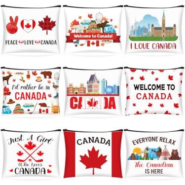 Imagem de Huhumy 9 peças Canadá bolsa de cosméticos bolsa de lembrança com zíper Canadá presentes de lembrança bolsa de maquiagem para meninas mulheres viajantes aniversário festa de Natal lembrancinhas