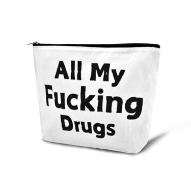 Imagem de Bolsa organizadora de medicamentos de viagem para homens e mulheres bolsa de remédios engraçada lona comprimidos sacos de cosméticos presentes de Natal, Branco 2, Geral