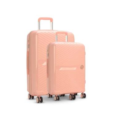 Imagem de Mala de Viagem Polo King em Polipropileno, Zíper Expansível com Cadeado (Salmão, Kit PG)