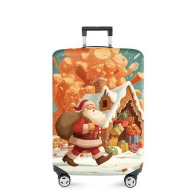 Imagem de FOREVER QUEEN Capa protetora elástica para bagagem de Natal serve para acessórios de viagem de 50 a 86 cm, Papai Noel - Casa de gengibre, XL(fits 32-34Inch suitcase), Mármore