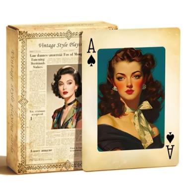 Imagem de strublfe Playing Cards, Retro Style Poker Cards, 54 Non Repeating Exquisite Illustrations, International Standard Size, Double-Sided Anti Slip Pattern Design, Suitable for Family Card Board Games.