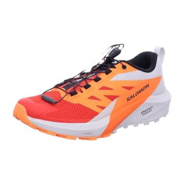 Imagem de Salomon Tênis de corrida masculino Sense Ride 5 Trail, Lunar Rock Shocking Orange Fiery Re, 43