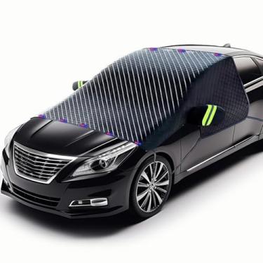 Imagem de Capa de para-brisa para gelo e neve, capa de neve extra grande para carro protege o para-brisa frontal e o espelho retrovisor, capa magnética antineve universal para a maioria dos veículos (capa