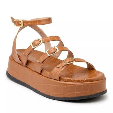 Imagem de 5302FP-Sandália Papete Flatform Floter coresTiras Fivelas (Whisky Croco, BR, Adulto, Numérico, 35)