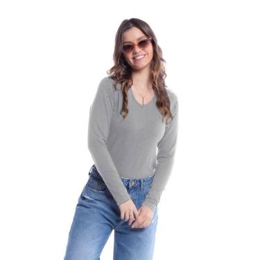 Imagem de Blusa Feminina Manga Longa Gola V-Feminino