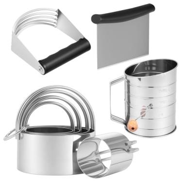 Imagem de Conjunto de cortador de biscoito de aço inoxidável, raspador ergonômico e liquidificador de massa com aderência antiderrapante para biscoitos de torta (estilo 2)
