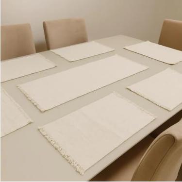 Imagem de Jogo Americano 7 Peças Feito em Tear de Algodão – Mesa Posta Artesanal com Caminho e 6 Lugares(Palha)