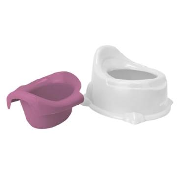 Imagem de Troninho Infantil com Design Antirrespingo Branco Cinza/Rosa - Conforto e Segurança para Crianças