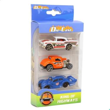 Imagem de Kit 3 Carrinhos de Metal Die-Cast King of Highways 8cm Brinquedo Infantil (Kit Clássicos Retrô)