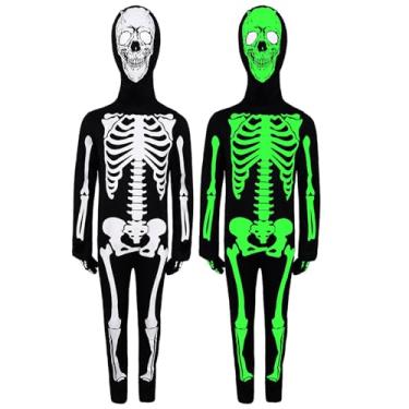 Imagem de OTUIZEM Skeleton Costume Bodysuit,Halloween Scary Costume for Boys,Hooded Skeleton Jumpsuit with Mask for Kid Boy Girls