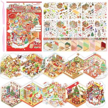 Imagem de DIY 3D Sticker Scene Book 10 Sets Sticker Scenes Miniature Room Scene Stickers Funny House Stickers for Adults Kids Christmas Gifts Conduce to Relief Stress Pass The Time