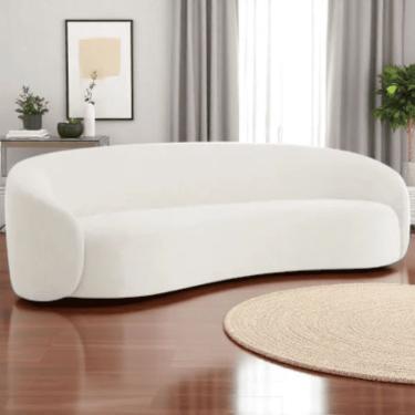 Imagem de Sofá 3 Lugares Orgânico Luxo Recepção Sala De Estar E Tv Amore 200cm Bouclé Bege- Mabe Magazine