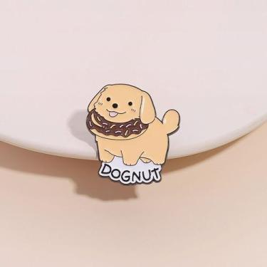 Imagem de Alfinetes de broche Cute Dog Donut Cartoon Golden Puppy Blouse Pin - y