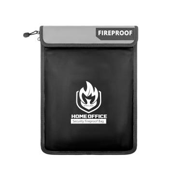Imagem de Epritliber Bolsa de documentos à prova de fogo 1093 °C, 38 x 28 cm à prova d'água à prova de fogo para dinheiro, organizador de documentos seguro com dois bolsos para objetos de valor, pasta de