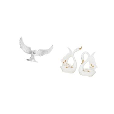 Imagem de Fenteer Estátua de Anjo Cisne, Estatueta de Resina, Elegante Ornamento Decorativo em Escultura para Escritório, Inauguração de Casa, Estante, Corredor, Mesa,