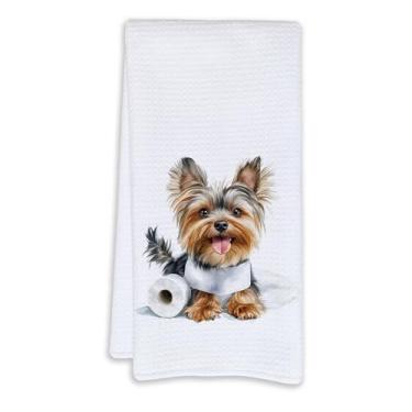 Imagem de Cabana Bro Toalhas de mão engraçadas de banheiro Yorkshire Terrier, presentes de yorkie, presentes de yorkie para mulheres amantes de Yorkies Toalhas de mão decorativas para decoração de banheiro
