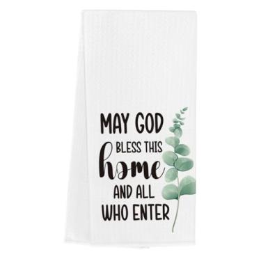 Imagem de WINGTECA Presentes cristãos toalhas de cozinha anfitriã presentes de inauguração de casa para mulheres homens citações motivacionais waffle tecer chá toalhas de prato de mão para cozinha banheiro