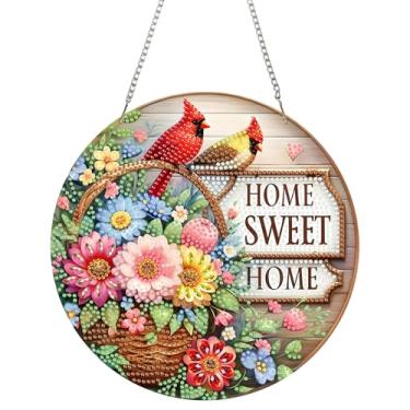 Imagem de SHLUHA Kits de arte de diamante para adultos, design de Natal, pingente de acrílico para pendurar em formato especial, mosaico de cristal, decoração de janela de porta de parede com corrente feita à