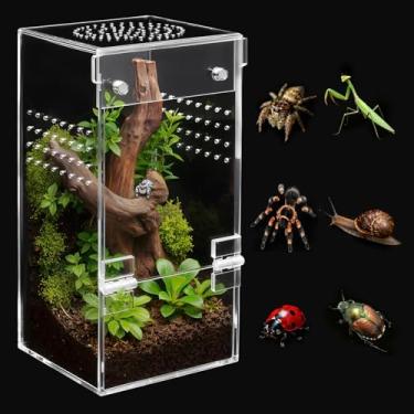 Imagem de AZV Aranha saltadora, à prova de fuga, habitat de louva-a-deus, terrário de tarântula arbórea, com porta de abertura magnética, casa de aranha de bebê, tanque de réptil, acrílico, totalmente