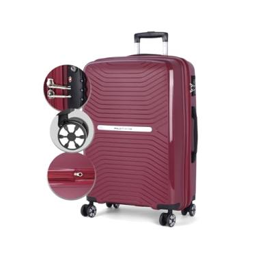 Imagem de Mala de Viagem Polipropileno, Zíper Antifurto, Expansível, Rodas Duplas - Polo King (Vinho, Grande)