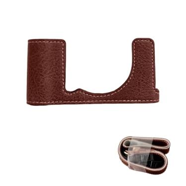 Imagem de Jiawu Bolsa Tipo Estilingue para Meia Câmera, Capa Organizadora de Câmera de Couro PU retrô Com Alça de Ombro, Compatível Com X-E5, Bolsas para Câmeras Crossbody para Fotógrafos (Marrom)