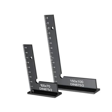 Imagem de ShengQuanHao Transferidor de 90 Graus, Ferramenta para Marcenaria com Escala de Medição, Transferidor de ângulo Reto, Transferidor em Forma de L para Engenheiros E, 150x100mm 100x70mm