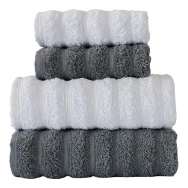 Imagem de Kit 2 Toalhas Banhão/Banho 75x150cm Algodão –Toalhas (GRAFITE + BRANCO)
