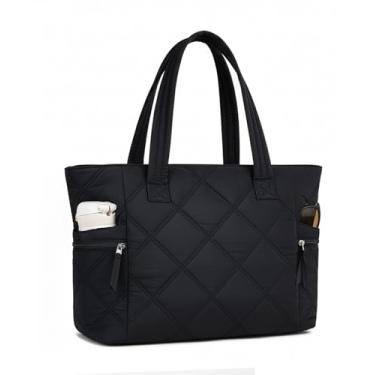 Imagem de Prite Sacola acolchoada para mulheres, bolsa acolchoada leve com zíper, bolsa de ginástica para enfermeira e trabalho de viagem, Preto, Large