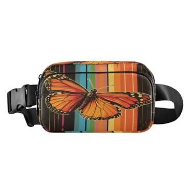 Imagem de CEBUGI Pochetes de caminhada para homens e mulheres, pochetes modernas de borboleta laranja resistentes à água com cinto ajustável para treino, viagem, corrida