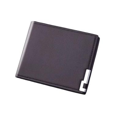 Imagem de Carteira masculina fashion 2023 luxuosa marca curta carteira masculina multi-cartão ultrafino tendência sem zíper bolsa de moedas