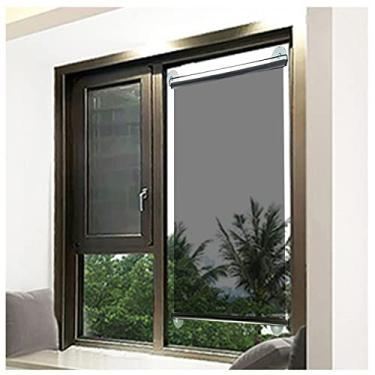 Imagem de uhyOHF Persiana de proteção solar, espelho unidirecional e cortina transparente com ventosas, persiana de rolo de controle de calor de verão para escritório, sala de estar, loja (preto-17 x 59/43x150