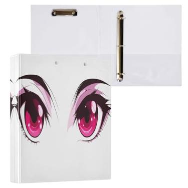 Imagem de Qilmy Lindo organizador de fichário de menina de desenho animado com olhos, fichário de 3 anéis com prancheta (carta A4), fichário fofo para material de escritório escolar 388