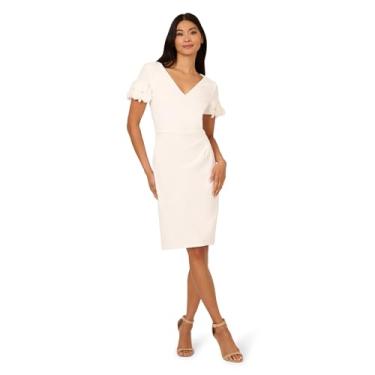 Imagem de Adrianna Papell Vestido curto feminino de crepe de malha, Marfim, 38