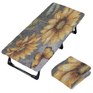 Imagem de Burbuja Lençol de berço retrô de borboleta de girassol para crianças, lençol de cochilo acolchoado portátil com faixa elástica para meninas e meninos, lavável na máquina, 63,5 x 127 cm