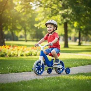 Imagem de Bicicleta Equilíbrio Infantil com Rodinhas Removíveis Ajustável Crianças Unissex Leve Segura Crescimento sem Pedal Crianças