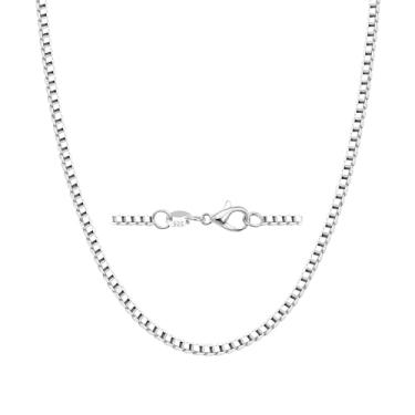 Imagem de bifriend Colar de corrente de prata 925 para mulheres adolescentes caixa de 2 mm e corrente gargantilha italiana de cobra, colar fino e forte 40/50,8 cm, 20 inch, Cobre, Sem Pedra Preciosa