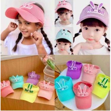 Imagem de Viseira Boné Menina Tricot Rabbit Orelhinha Coelho Criança Fashion Mod