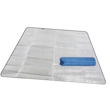 Imagem de menolana Tapete de acampamento, lona de chão, almofada de folha de alumínio prática, portátil, com bolsa de transporte, impermeável e dobrável para parques e, 200cmx150cm