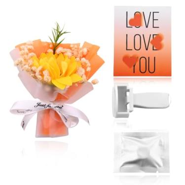 Imagem de Mini buquê de flores secas girassol conjunto de decoração de carro clipe de ventilação purificadores de ar acessórios interiores de carro saída de ar difusor de perfume melhor amigo aniversário