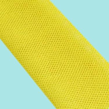 Imagem de Rede esfoliante amarela, esponja de nylon de malha fina brilhante para o corpo, esponja de banho de limpeza esfoliante suave