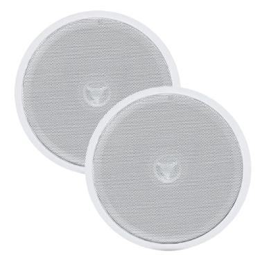 Imagem de Kit 2 Arandela Alto Falante Som Ambiente Acustica Teto Parede Embutir Gesso Redonda Coaxial Leson 140w Rms